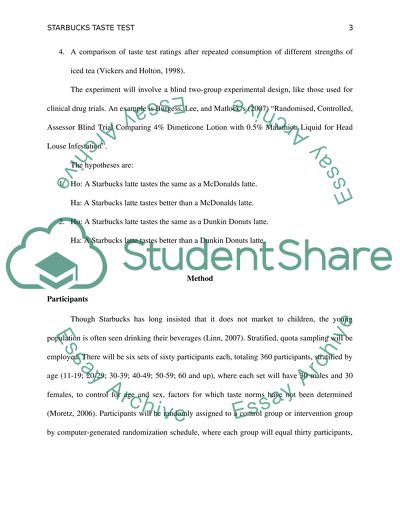 Business Research and Analysis- design an experiment on starbucks
