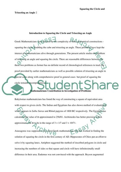 Squaring the Circle and Trisecting an Angle