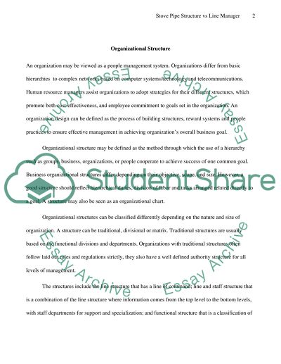 Stove Pipe stucture v.s Line Manager