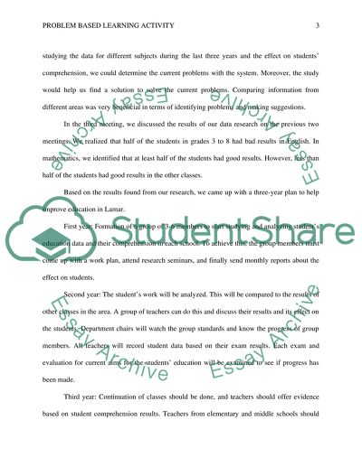 Problem based learning activity