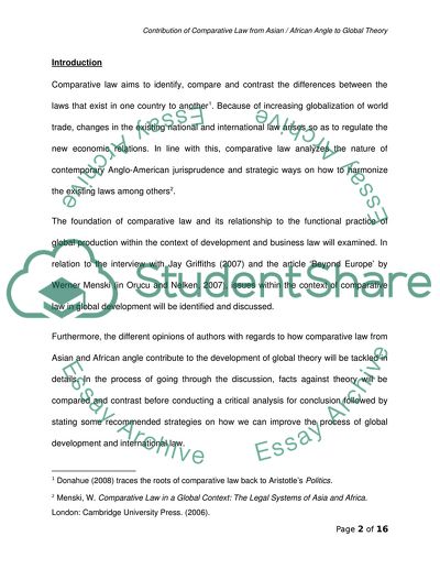 Contribution of Comparative Law from Asian / African Angle to Global Theory