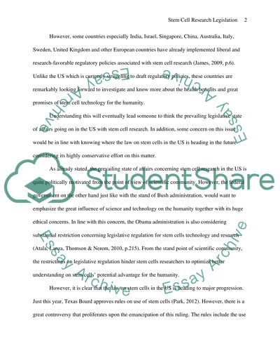 Stem Cell Research Legislation