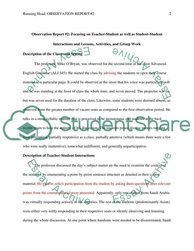 Observation of Teaching English Focusing on Teacher-Student as well as Student-Student Interactions
