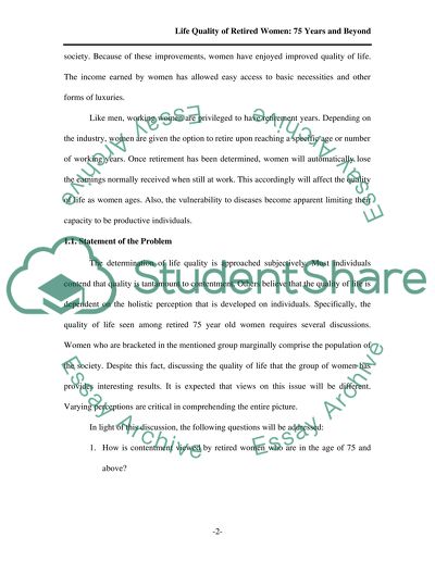 Quality of Womens Lives after Retirement