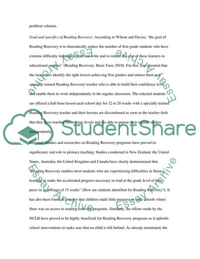 What Effects Does Reading Recovery Have on Student Learning