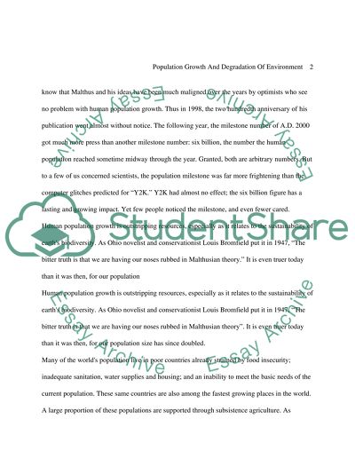 Population Growth and Degradation of Environment