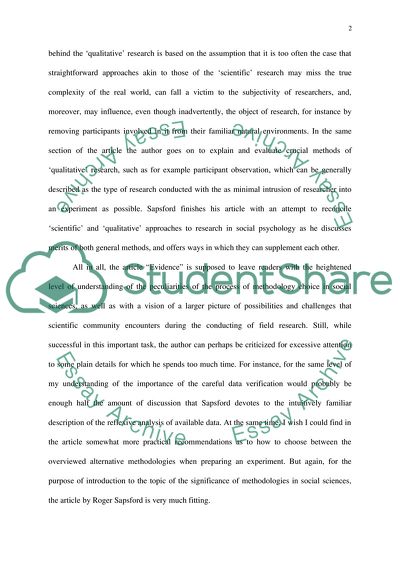 Summary on evidence by roger sapsford