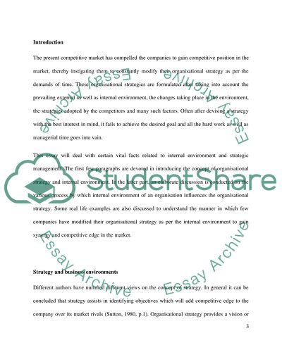Internal Environment and Its Influence on Organisational Strategy