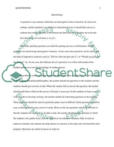 Importance of Questions and Feedback