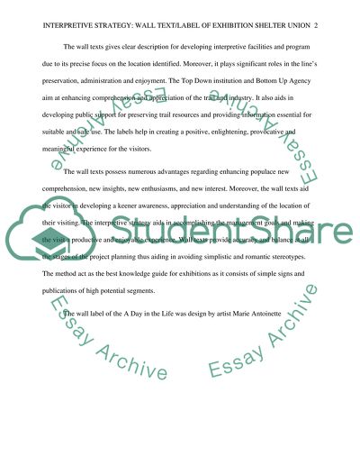 Interpretive strategy: wall text/label of exhibition - Shelter Union