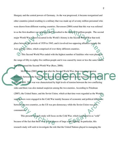 The Role of the United Nations in Conflict Management During the Cold War Era