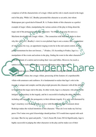 William Shakespeares Othello. What is the impact of Iagos role in Othello