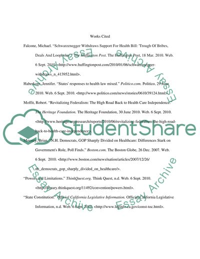 The US Health Care Reform Act - Federal Government Expectations, Central Government Powers