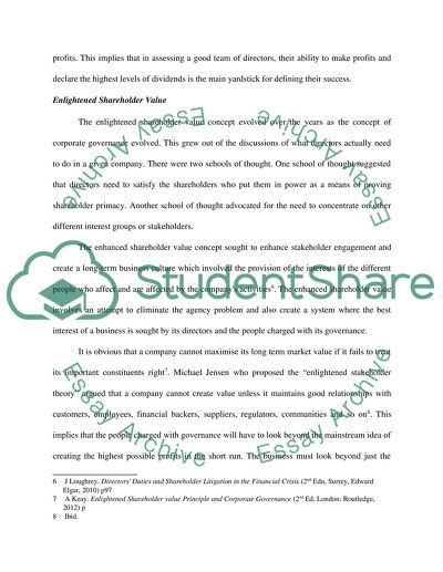 Shareholder Primacy, Enlightened Shareholder Value
