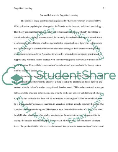 Societal Influence on Cognitive Learning