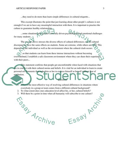 Article response paper