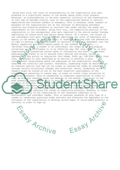 Role of Leadership in Corporate Organization