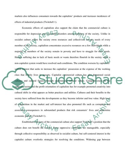 Effects Of The Commercial Culture On The Society