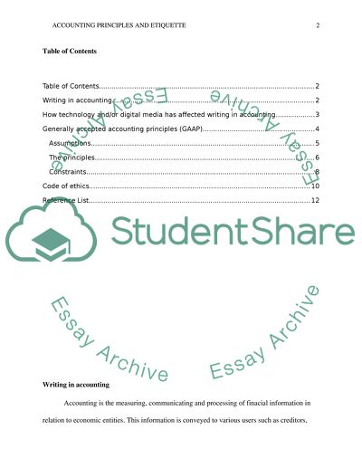 Accounting Principals and Etiquette