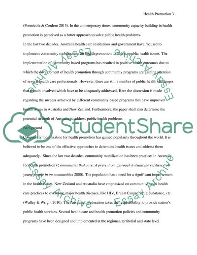 The Role of Community Mobilization in Health Promotion