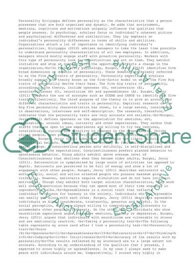 How Hiriyappa Defines Personality