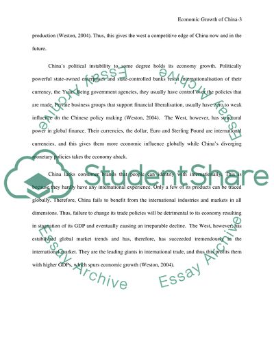 The Economic Growth of China and Decline of the West