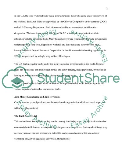 Regulations of National and Commercial Bank