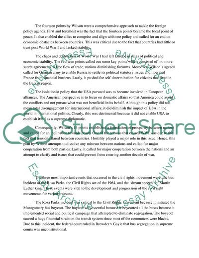 Foreign policy 1914-1929, The Pacific Theater 1943-1945, Civil Rights Movement, Terrorism and Freedoms