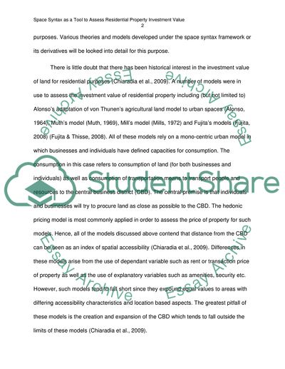 Space Syntax as a Tool to Assess Residential Property Investment Value