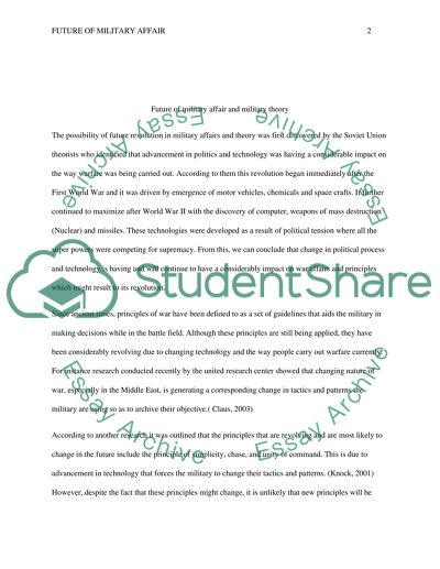 Future of Military Affairs and Military Theory