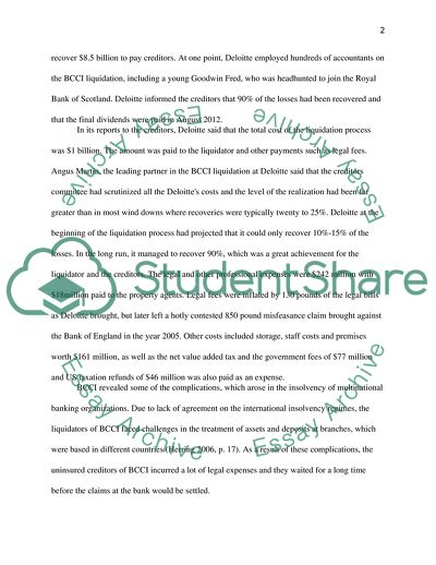 Discuss the Collapse of the bank credit and commerce internation (BCCI) The solution that led after the collapse