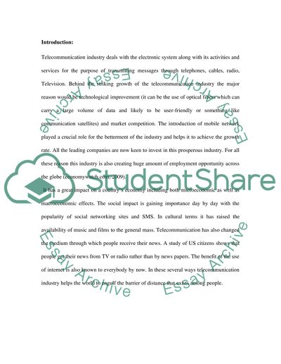 Economics: Telecommunications Industry Research