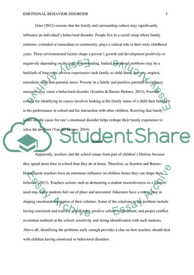 Emotional Behavior Disorder