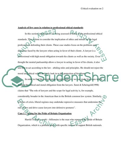 Critical evaluation on the standard model of professional legal ethics (neutral -partisanship )