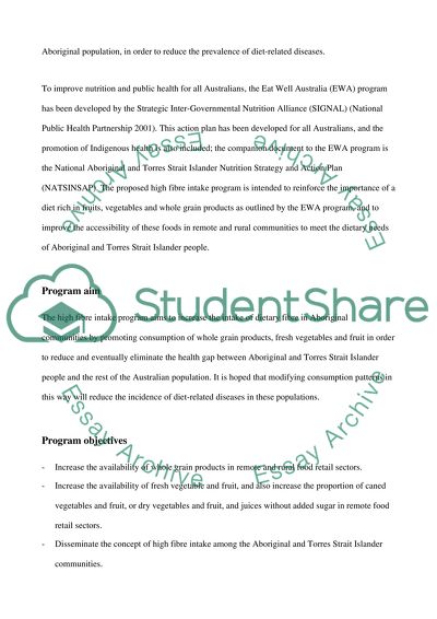 Australian Aboriginal Food and Nutrition Policy
