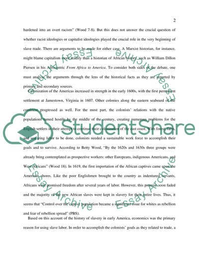 Establishment of Slavery in English Colonies