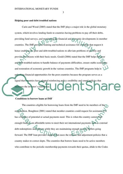The role of the IMF (international monetary fund) in helping poor and debt-troubled countries