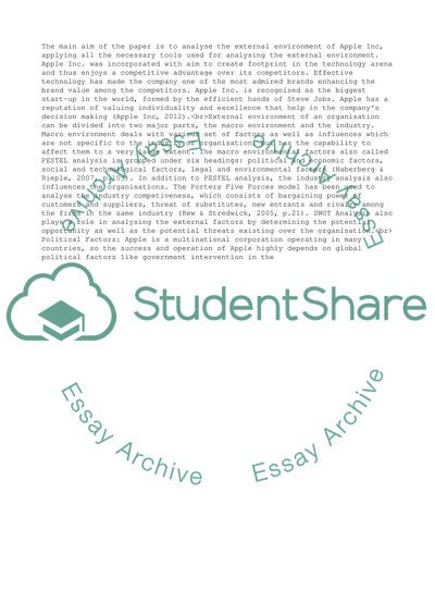 Analyzing the External Environment of Apple Inc