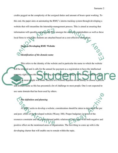 University Website for Intern Tracking System