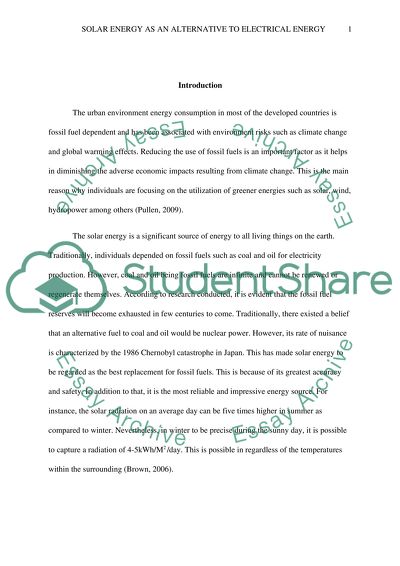 Solar Panel Energy as an Alternative to Traditional Electrical Energy