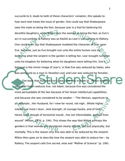 Paradise Lost and King Lear - Mirror Images of Gender Representation