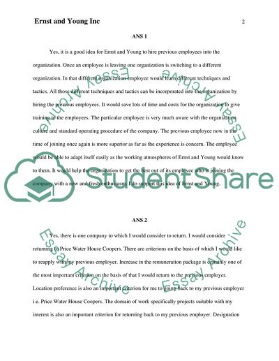 HRA335: Case Study #4 - Ernst and Young Inc (MOD 4)