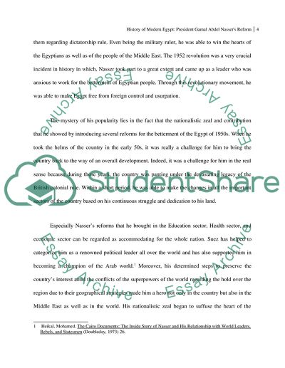 President Gamal Abdel Nassers Reform in Egypt