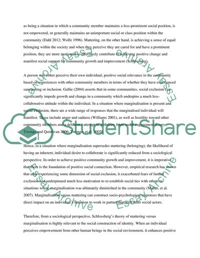 Linking Social Identity with Community Development Theory