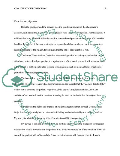 Legal Protection for Conscientious Objection by Health Professionals