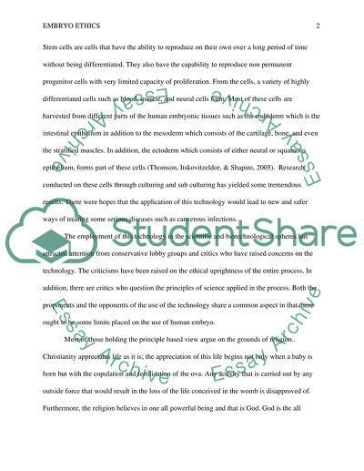 Embryo Ethics: The Morality Side of the Advancements in Stem Cells Technologies