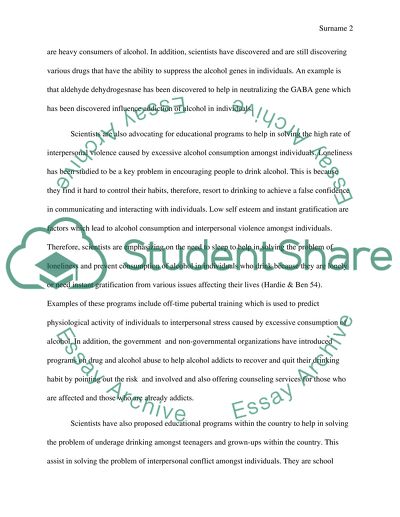 Increasing Concern of How Alcohol Consumption Affects the Rate of Interpersonal Violence