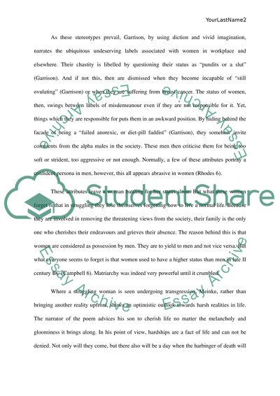 Compare Contrast 2 Poems A Working Girl Cant Win and Advice to my Son