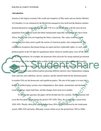 The History of Political Party Systems since Independence of the US