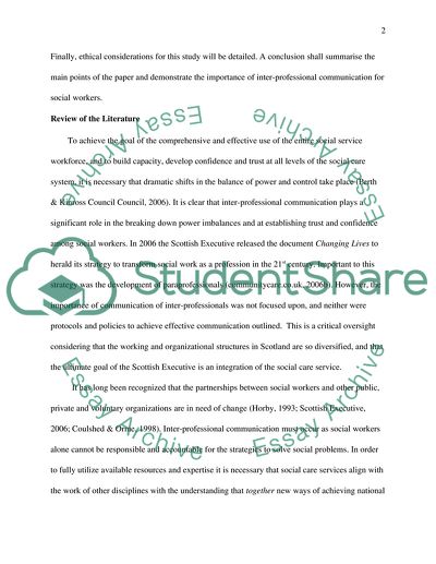 An Evaluation of the Importance of Communication for Inter Professional Practice for Social Workers
